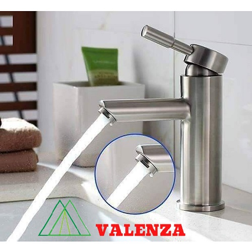 Vòi lavabo nóng lạnh inox sus304 Valenza LVT01 thân tròn kèm dây cấp nước-hàng chính hãng