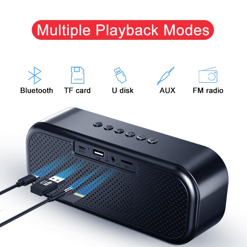 Di động Hifi Bluetooth Loa loa không dây Đồng hồ báo thức USB Hộp âm thanh không thấm nước ngoài trời Subwoor Subwofer 3D Stereo Sound Center Color: Rose Gold