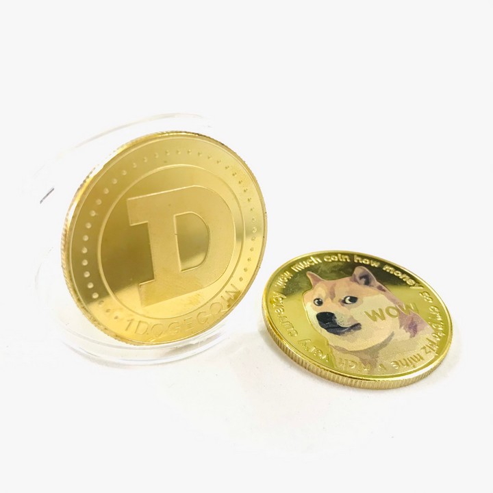 Xu kỷ niệm Dogecoin Vàng Dùng để sưu tầm, giải trí trang trí bàn sách, bàn làm việc, làm quà tặng dễ thương ý nghĩa, kích thước 4cm, màu vàng - TMT Collection - SP005311