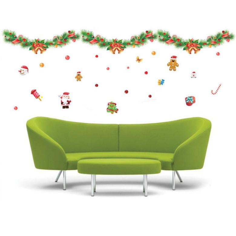 Decal trang trí noel rèm dây nguyệt quế