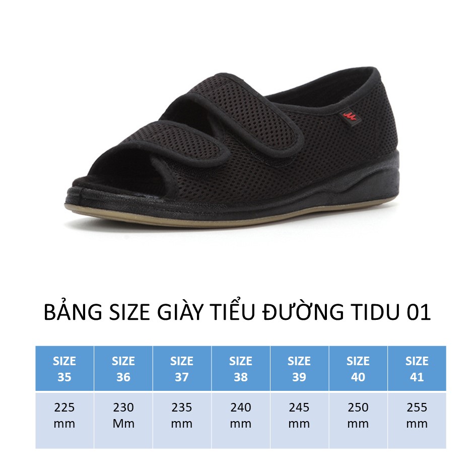 Giày cho người bệnh tiểu đường quai xé dán TIDU01