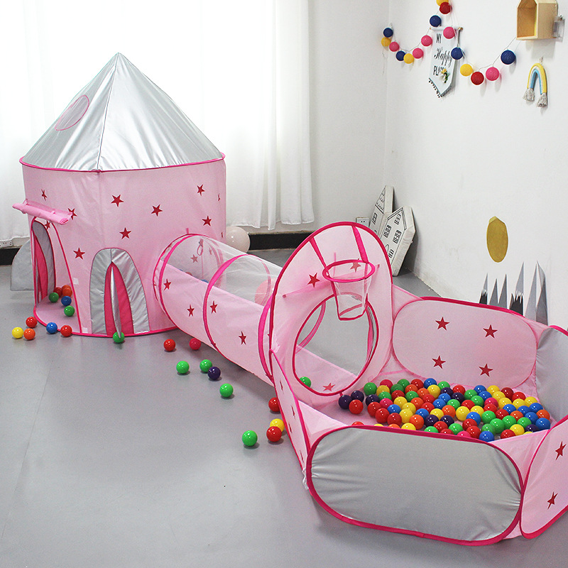 Combo bộ Lều vải, đường hầm, nhà banh cho bé-Bộ đồ chơi vận động liên hợp trong nhà-gấp gọn-dễ lắp ráp