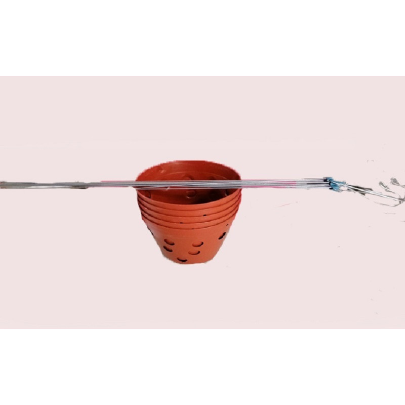 5 CHẬU GIẢ ĐẤT TRỒNG LAN FI 14,5 + 5 MÓC KẼM 70CM