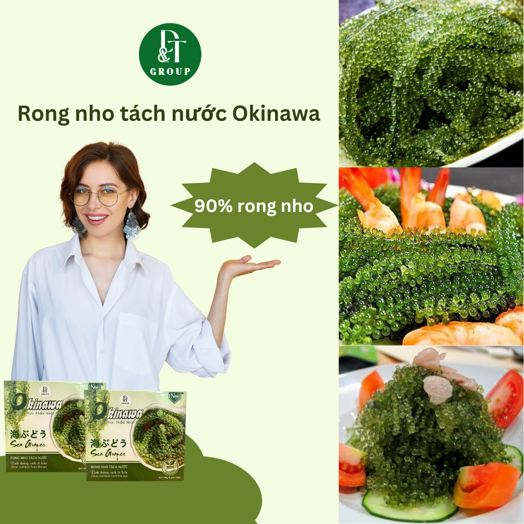 Rong nho tách nước OKINAWA - HỘP 100g(5 gói x 20g) DTFood/Khánh Hòa