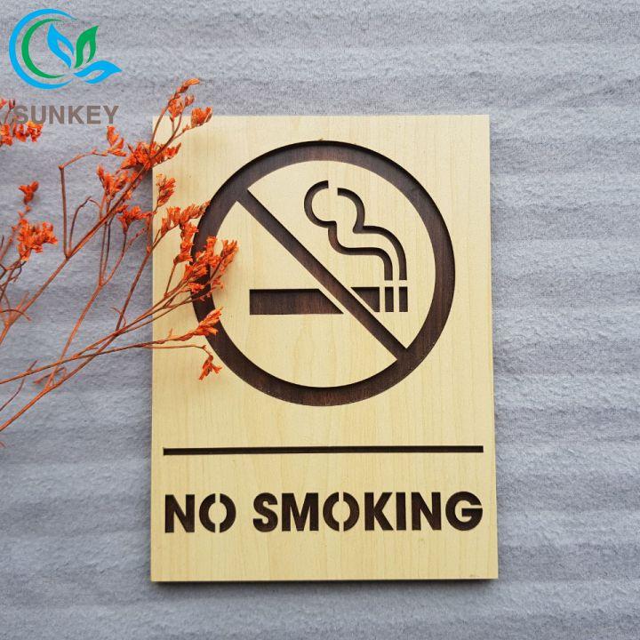 Bảng Gỗ Treo Cửa Chữ No Smoking - Kích Thước 14x19 cm - Chất Liệu Gỗ MDF Nhập Khẩu - Trang Trí Tường, Treo Cửa