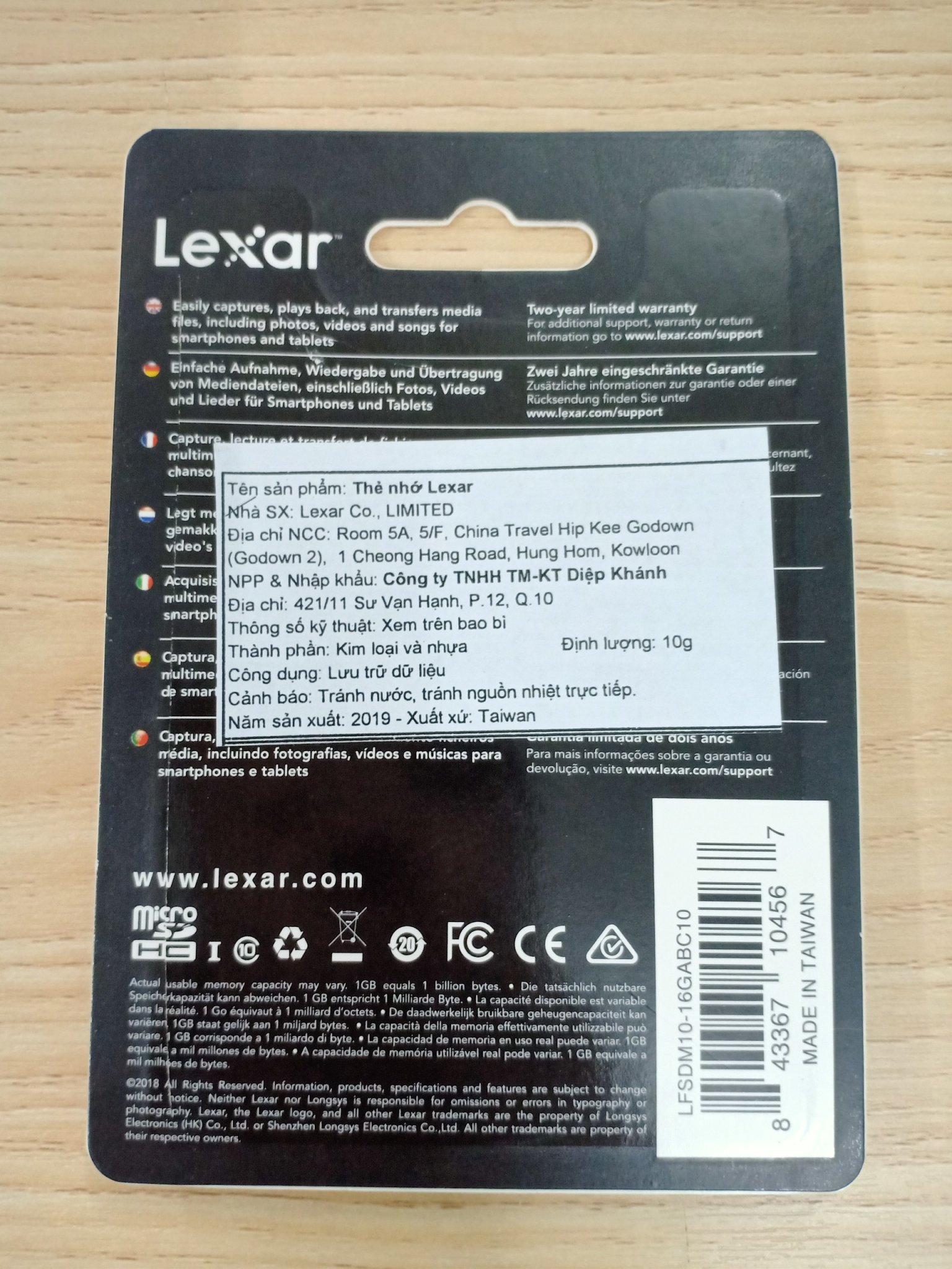 Thẻ nhớ 16GB Micro SDHC C10 LEXAR (không kèm Adapter) - Hàng chính hãng