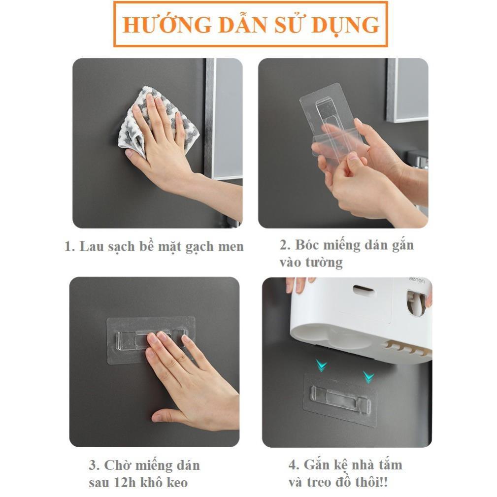 Bộ Nhả Kem Đánh Răng 2,3,4 Cốc Tự Động Dán Tường Cao Cấp