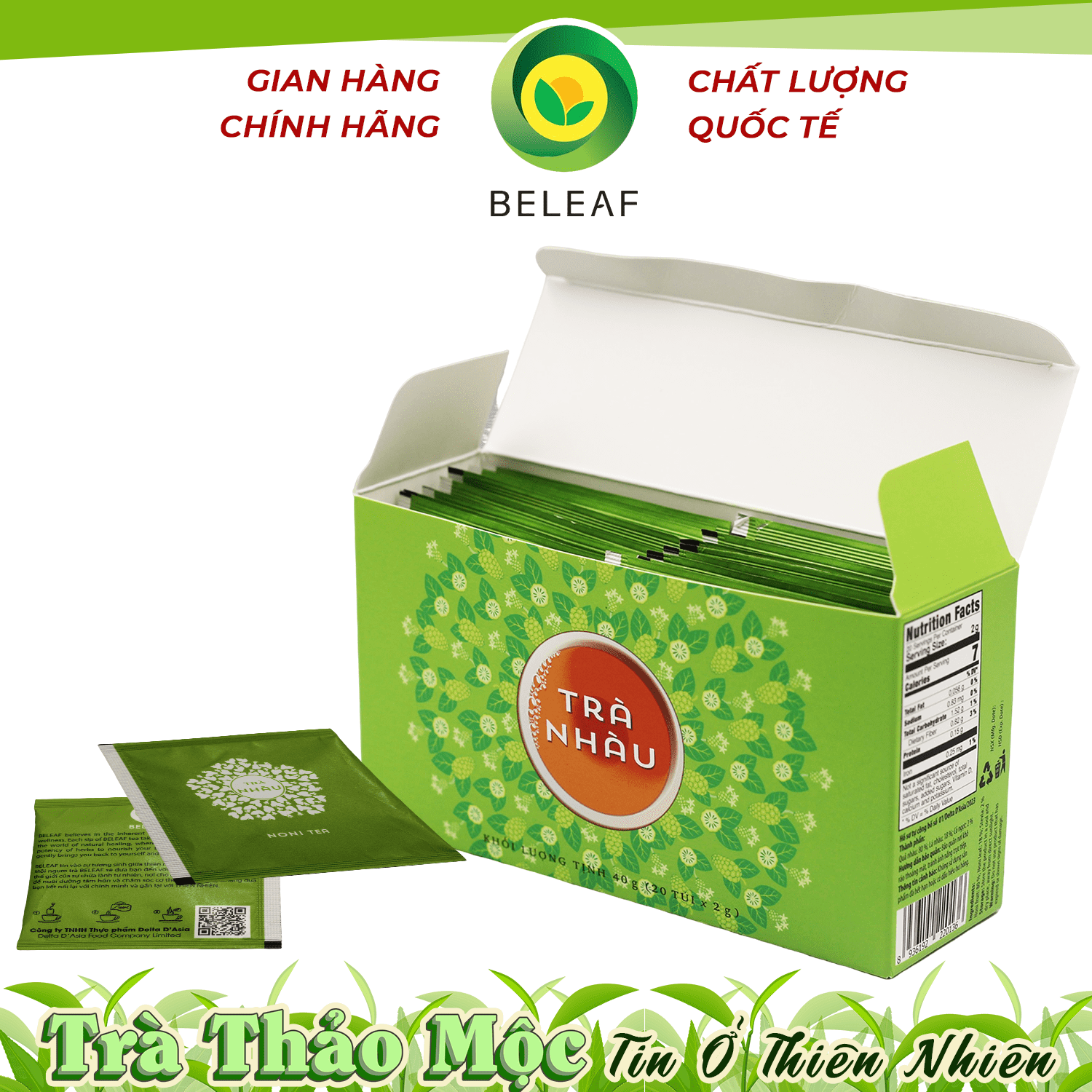 Trà Nhàu - Noni Tea - Trà Thảo Mộc Beleaf hỗ trợ tiêu hóa, tăng cường miễn dịch