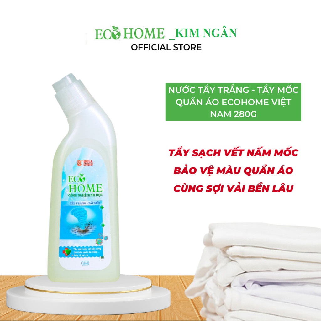 Nước Tẩy Trắng - Tẩy Mốc Quần Áo Công Nghệ SInh Học ECOHOME 280G Đánh Bay Mọi Vết Ố Mốc Lâu Ngày Bám Trên Balo Túi