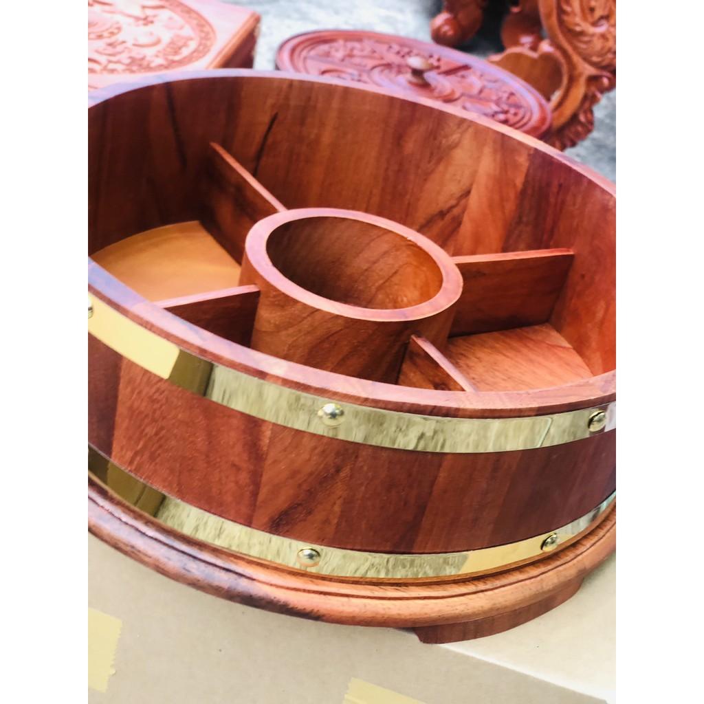Hộp đựng bánh kẹo Khay Đựng Bánh Kẹo Mứt Tết Bằng Gỗ Trống Đồng Đông Sơn Gỗ Hương