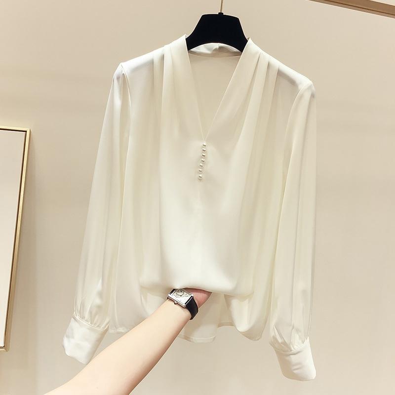 Áo sơ mi nữ công sở dài tay chất vải lụa ngọc trai phom đẹp không nhăn - TA138