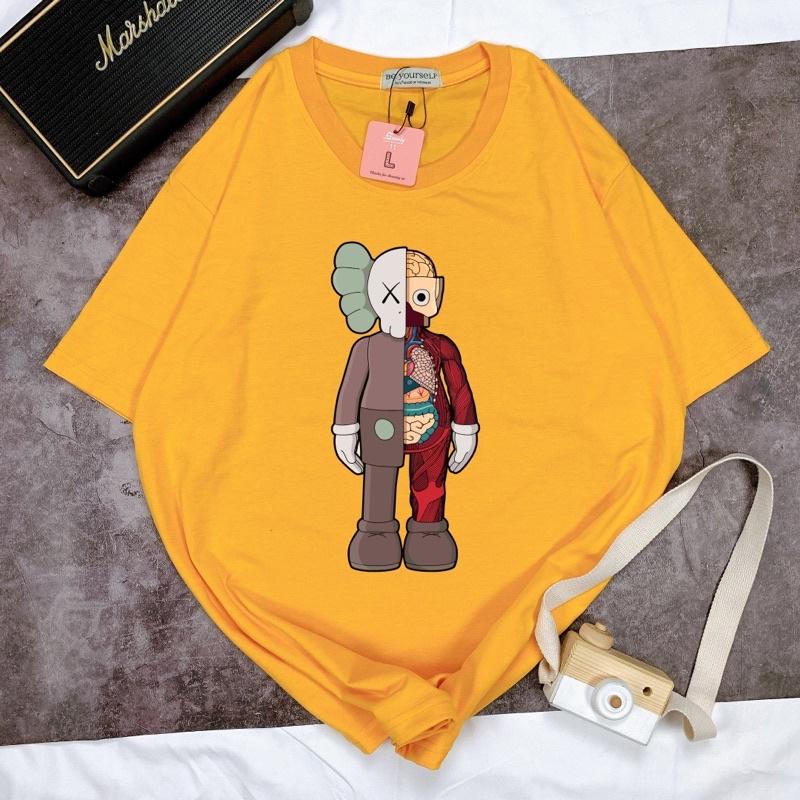 Áo Thun Tay Ngắn UNISEX in Decal KAWS - Hình chụp thật - Số đo ở cuối