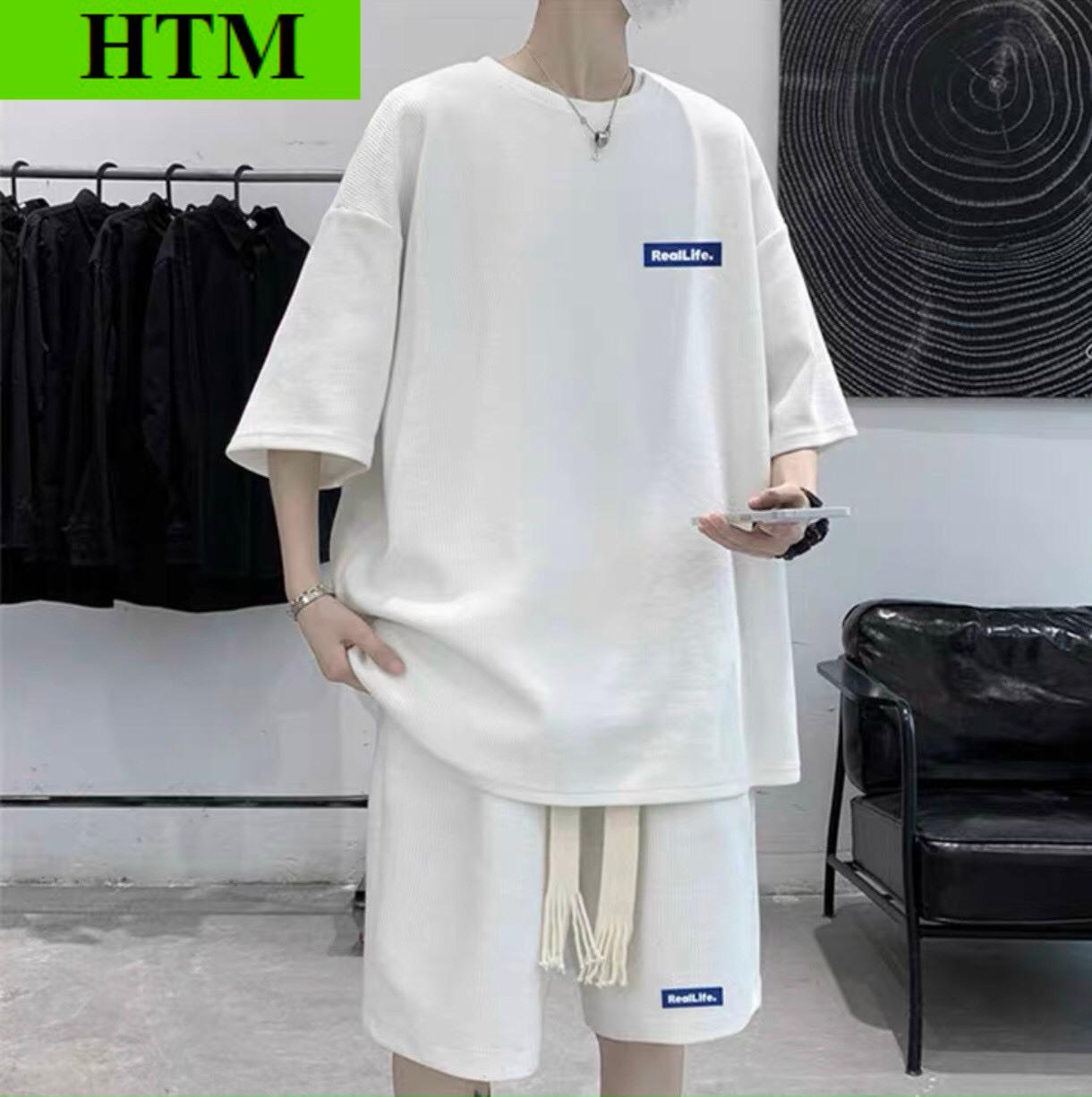 [HOT] Set Đồ Bộ Mùa Hè Nam Nữ Unisex Chất Thun Thoáng Mát Co Giãn Thấm Hút Mồ Hôi Phối Logo Thời Trang Phong Cách  Bao Ngầu HTM FASHION - Đen