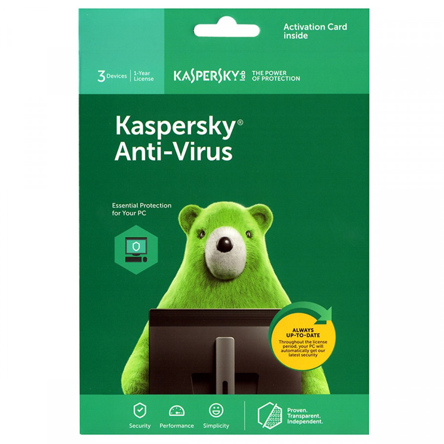 Phần mềm Kaspersky antivirus 3PC/1 năm - Hàng chính hãng