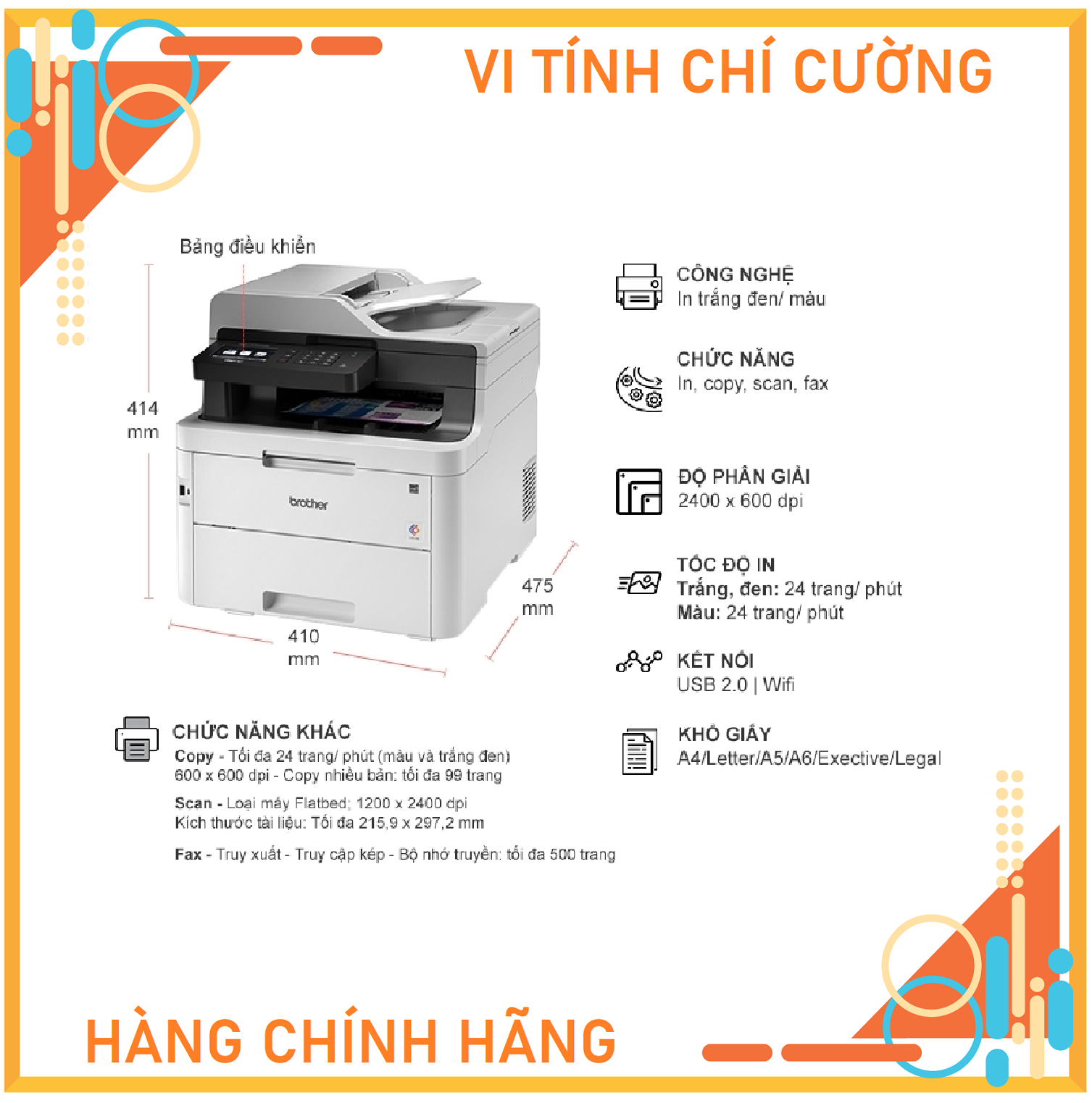 Máy in Laser màu đa chức năng Brother MFC-L3750CDW - Hàng Chính Hãng