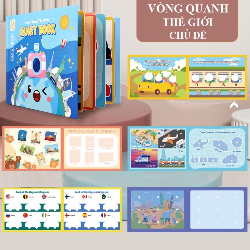 QUÀ TẶNG Học liệu Montessori Sách bóc dán QUIET BOOK nhiều chủ đề giúp bé thông minh, Đồ chơi giáo dục sớm