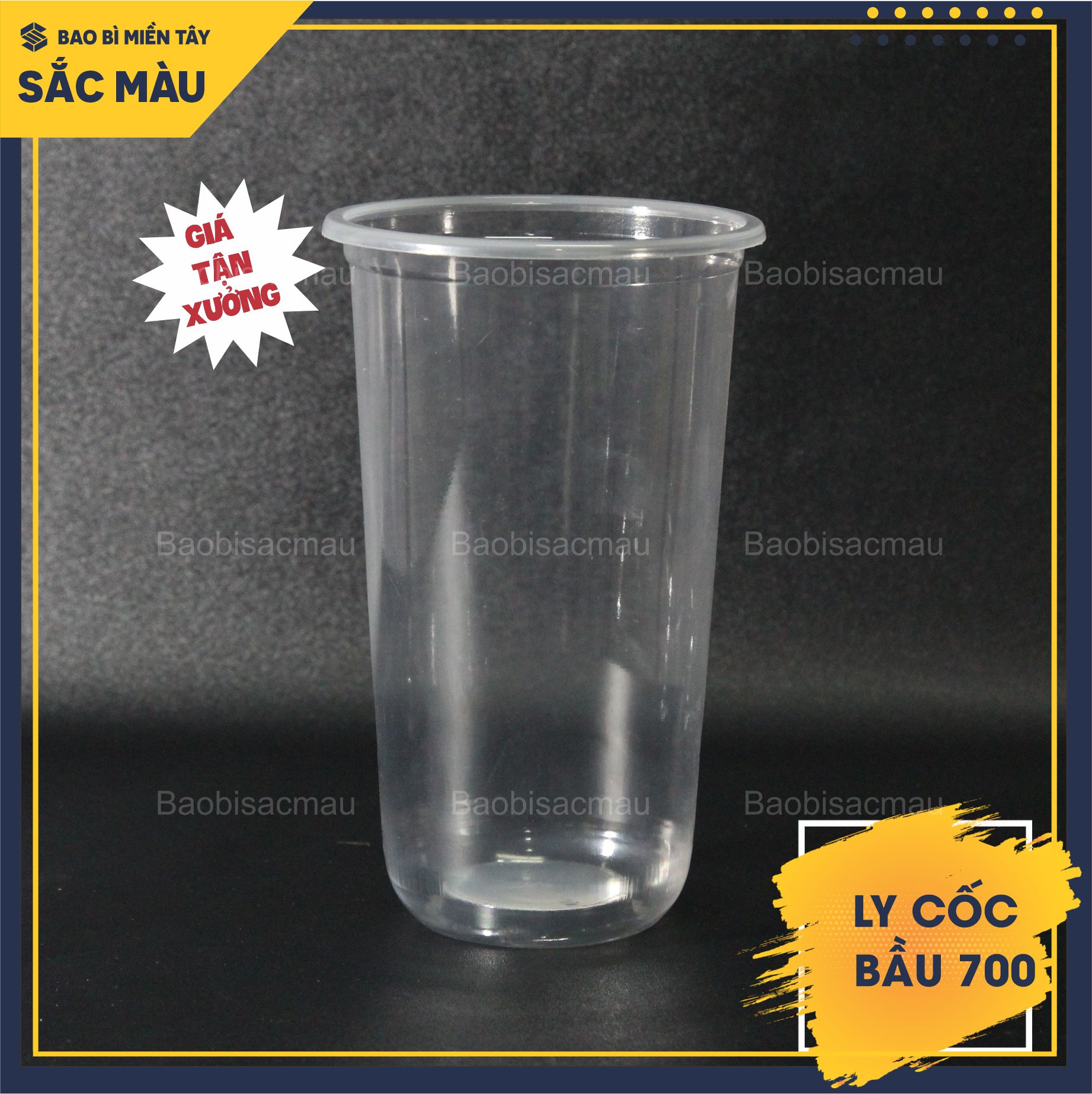 Sỉ 50 cốc nhựa/ ly nhựa đáy bầu 700ml kèm nắp