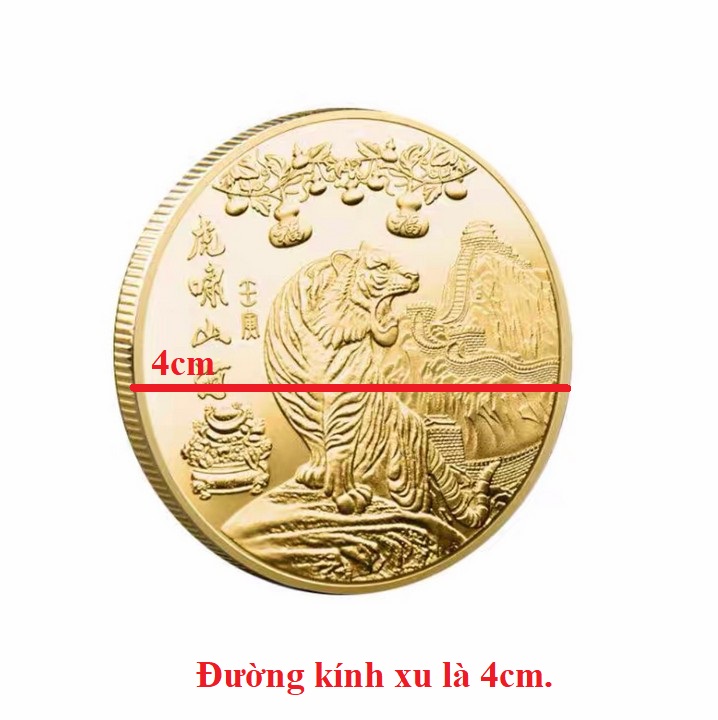 Xu Hình Con Hổ Gầm Của Hongkong, Dùng trưng bày trong nhà, trên bàn sách, bàn làm việc, làm quà tặng độc lạ ý nghĩa, kích thước 4cm, màu vàng - TMT Collection - SP005341