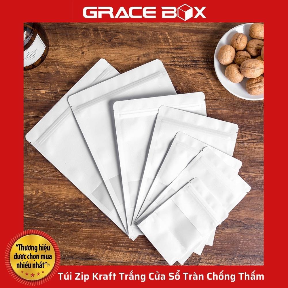 Túi Zip Kraft Trắng Cửa Sổ Tràn Chống Thấm