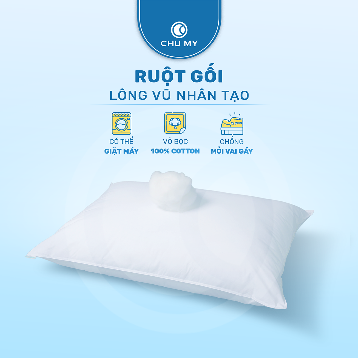 Gối khách sạn 5 sao - Gối bông Microfiber siêu mềm - Gối lông vũ nhân tạo cao cấp - Kích thước 60 x 80 cm - Gối chống mỏi cổ mỏi vai gáy