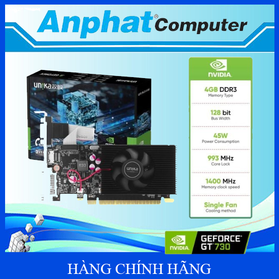 Card Màn Hình VGA UNIKA GeForce GT730 4G D3 V7 – Hàng Chính Hãng