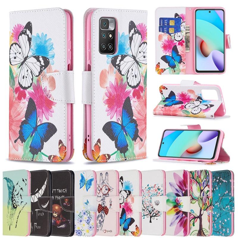 Ốp lưng điện thoại dạng ví da lật dành cho Xiaomi 11T Redmi 10 Redmi Note 10 Pro 5G