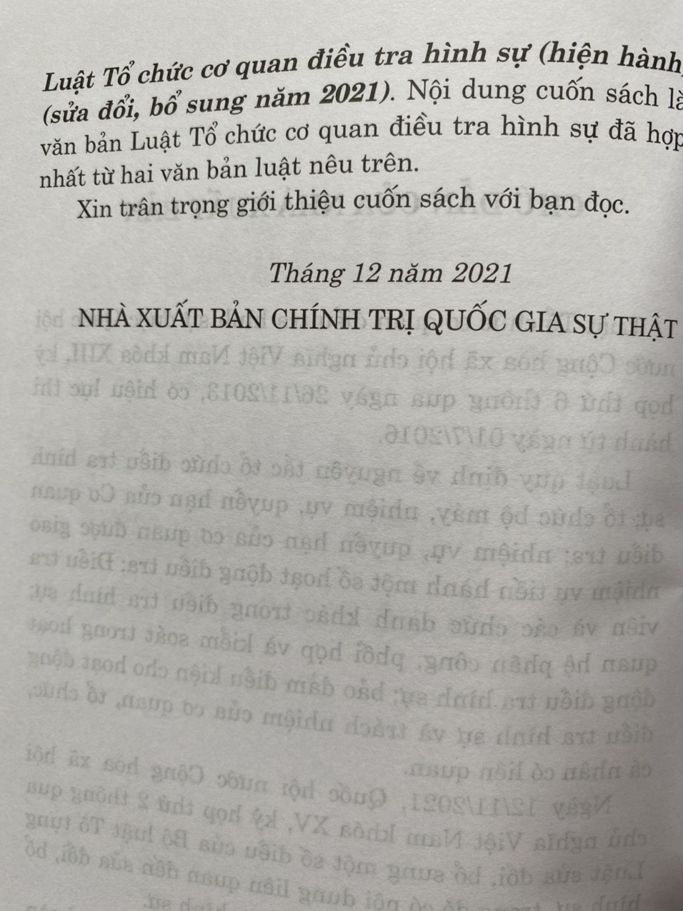 Luật Tổ chức cơ quan điều tra hình sự