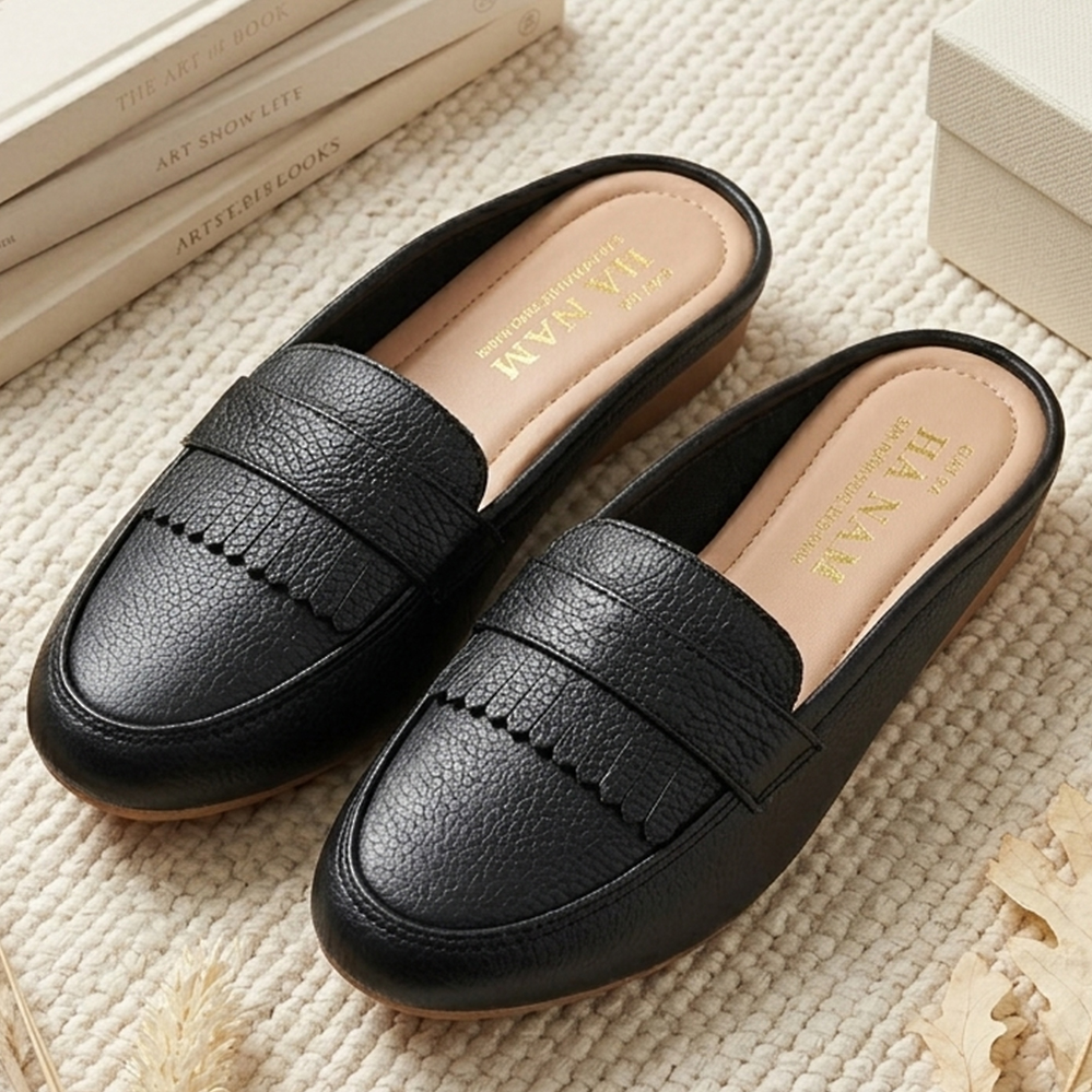 Dép Sục Nữ Da Mềm Cao Cấp HA NAM Đế Cao 3cm – Sang Trọng, Êm Chân, Tôn Dáng DNU2186