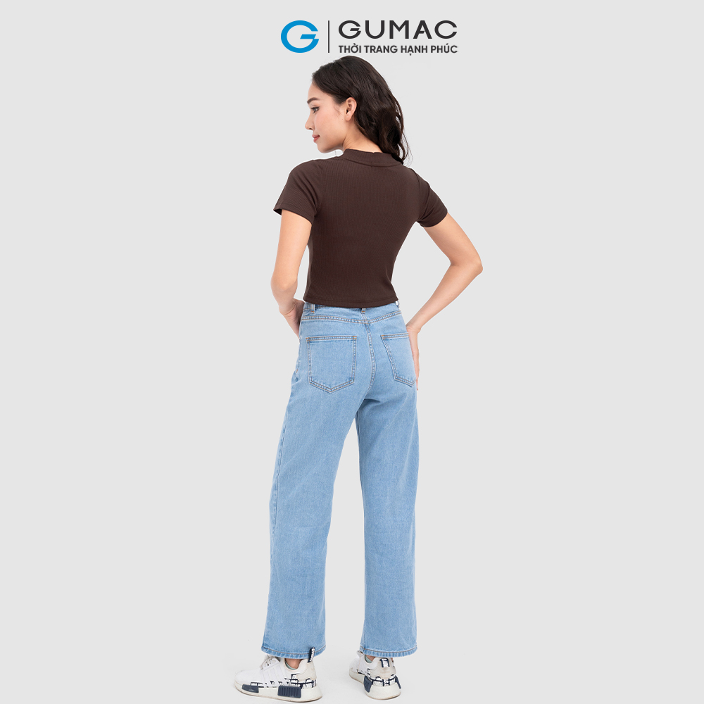 Áo thun nữ GUMAC ATC11045 cổ V phối nút nhiều màu trẻ trung