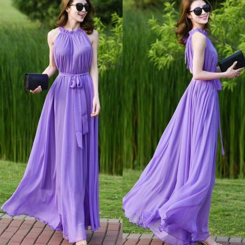 Đầm maxi cổ yếm cực xinh cho bạn gái (RẺ SẬP SÀN