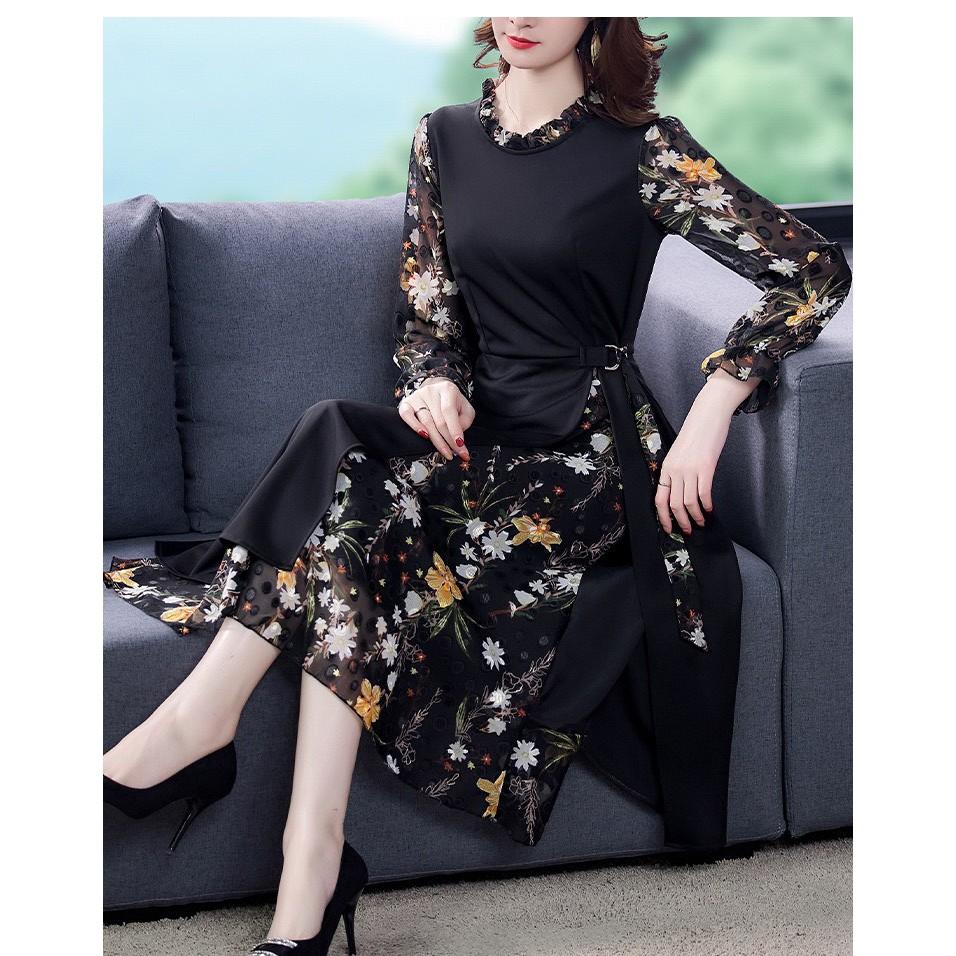Đầm hoa trung niên cao cấp dành cho quý cô LT678-0421
