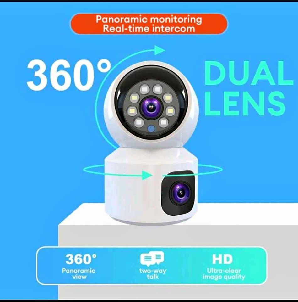 CAMERA IP WIFI YOOSEE 2304 - Hàng Nhập Khẩu - 2 MẮT 2 KHUNG HÌNH TRONG NHÀ (HIỆN 2 MÀN HÌNH ) , LED CHIẾU SÁNG ,