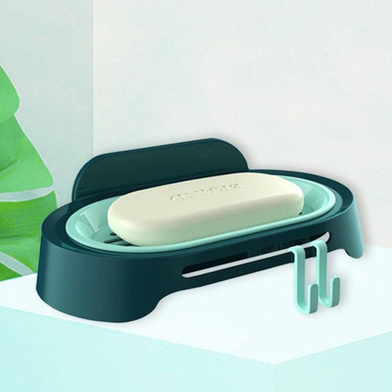 Soap Rack Household Drain Finishing Box Multi-Function Hook Bathroom Soap Tray Suction Wall Storage Rack