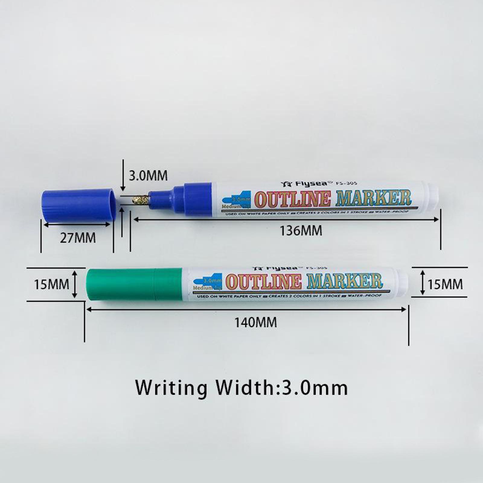 Double Line Outline Pens 12 Colors Self Outline Metallic Markers Double Line Pen for Giftcard Writting Drawing Journal DIY
