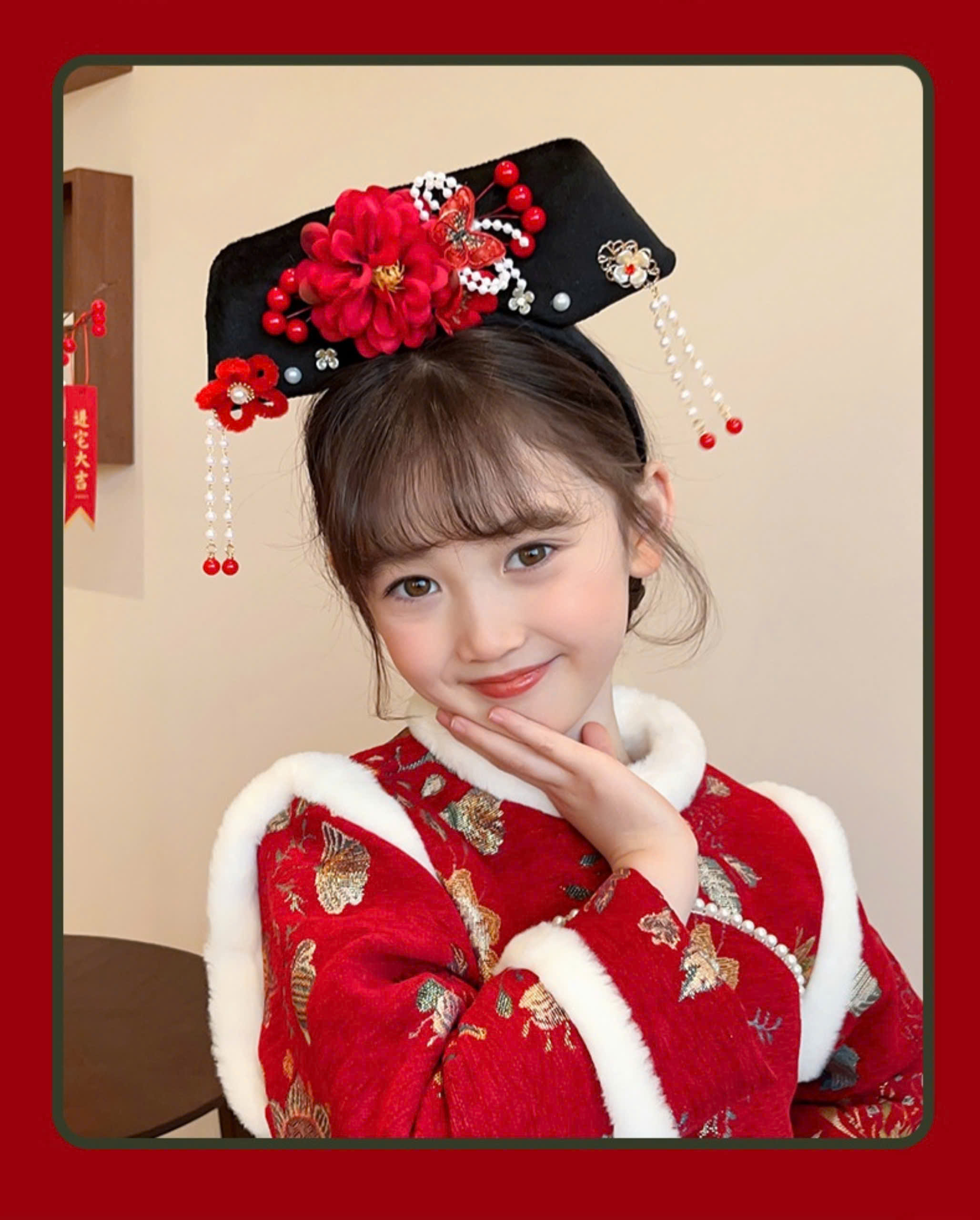 Cài tóc bờm tóc cho bé gái trung hoa hanfu cổ trang hoàn châu cách cách quý phi diện lễ tết noel giáng sinh năm mới xinh