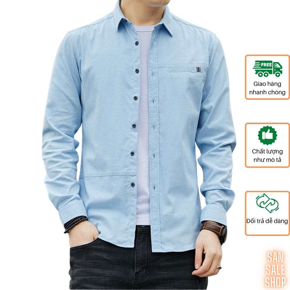 Áo sơ mi nam Hàn Quốc vải Cotton đũi may phối dây dệt túi ngực 3S x Man Store - S1 Than