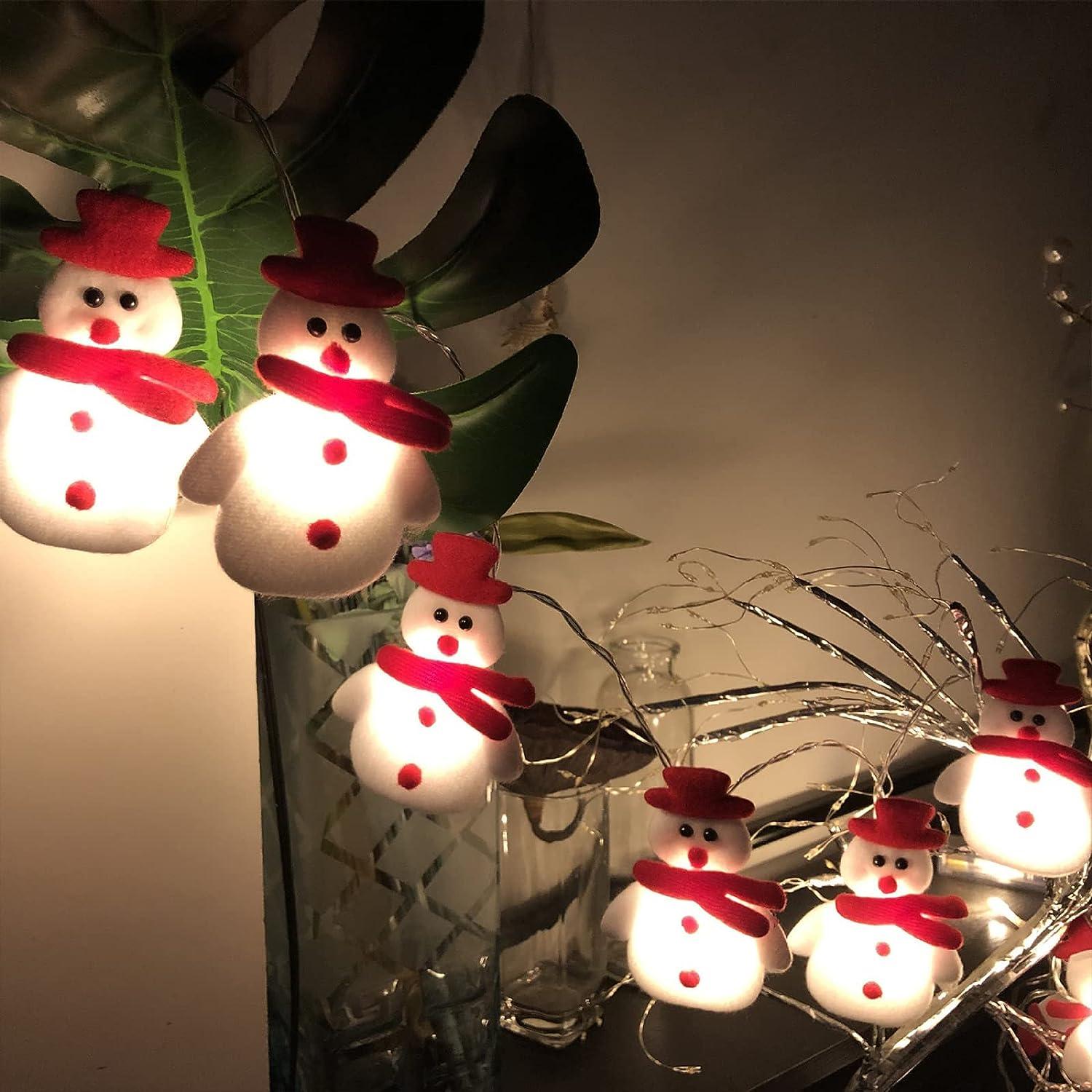 Đèn dây trang trí Giáng sinh Đèn dây người tuyết 20 đèn LED Đèn cổ tích Chạy bằng pin cho cây thông Noel Vườn nhà Phòng ngủ Trang trí tiệc trong nhà hoặc ngoài trời, 9,8 FT