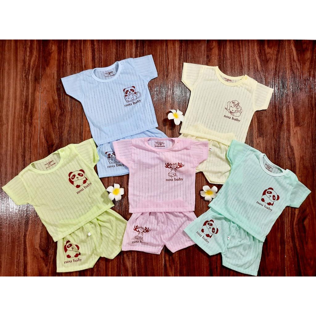 Set 5 bộ cộc tay cotton giấy MẪU TRƠN cho bé 0-15 tháng