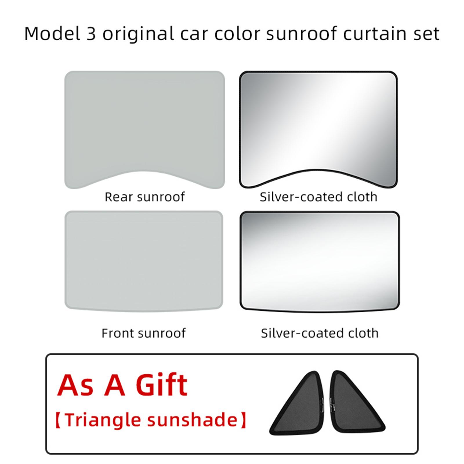 Front and Rear Glass Roof Sunshade Window Sunroof Sun Shade Sun Protection for Tesla Model 3