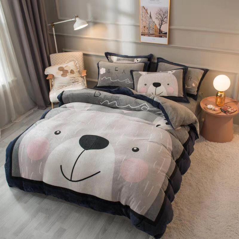 Bộ Chăn Ga Gối Nỉ Nhung 5D -PP
