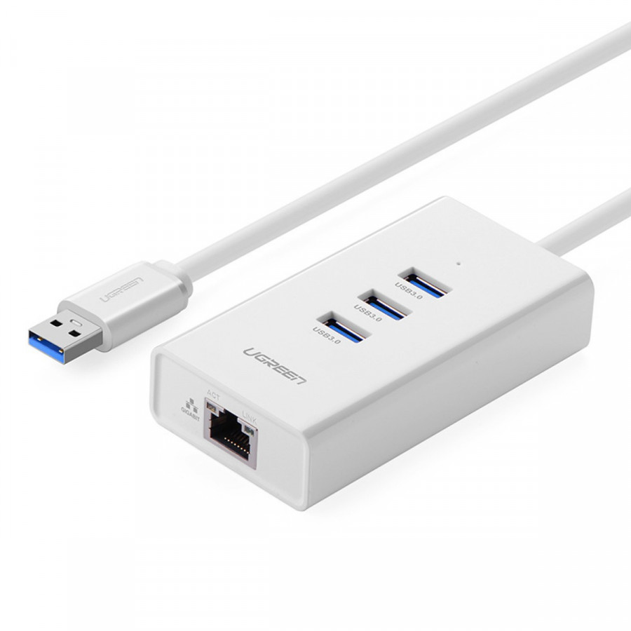 Usb To Rj45 Gigabit With Usb 3.0 Hub White Cr102 - 20260 Ugreen - Hàng Chính Hãng