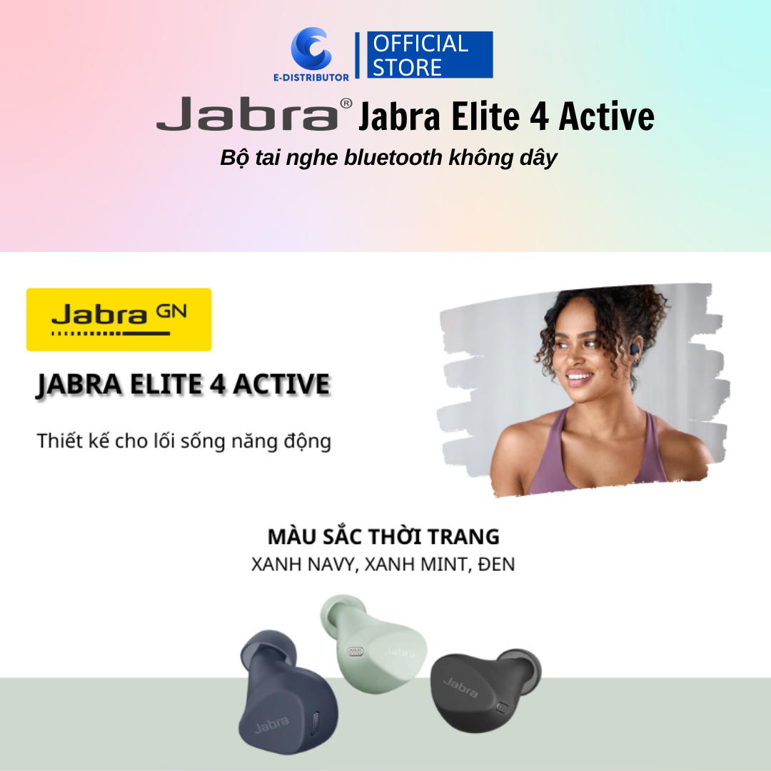 Bộ tai nghe bluetooth không dây JABRA ELITE 4 ACTIVE Philips - Hàng Chính Hãng - Bảo Hành 12 Tháng