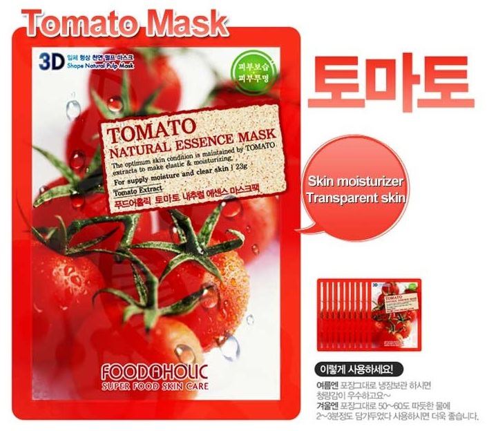 Bộ 10 Gói Mặt Nạ Cung Cấp Độ Ẩm Cho Da 3D Foodaholic Tomato Natural Essence Mask 23ml x10