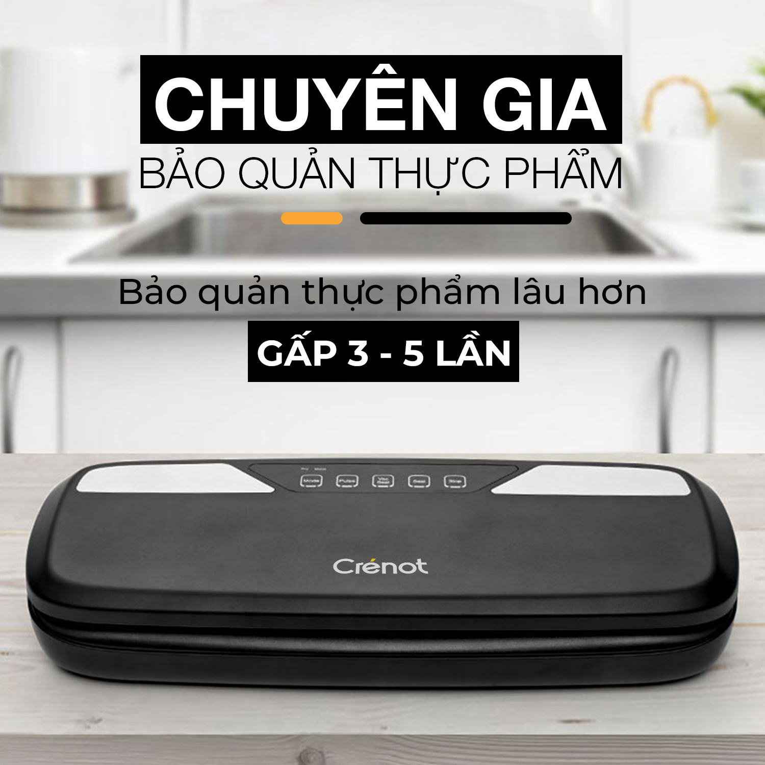 Máy hút chân không thực phẩm mini Crenot Joice M5 hàng chính hãng cho túi hộp bảo quản thức ăn gia đình tươi lâu