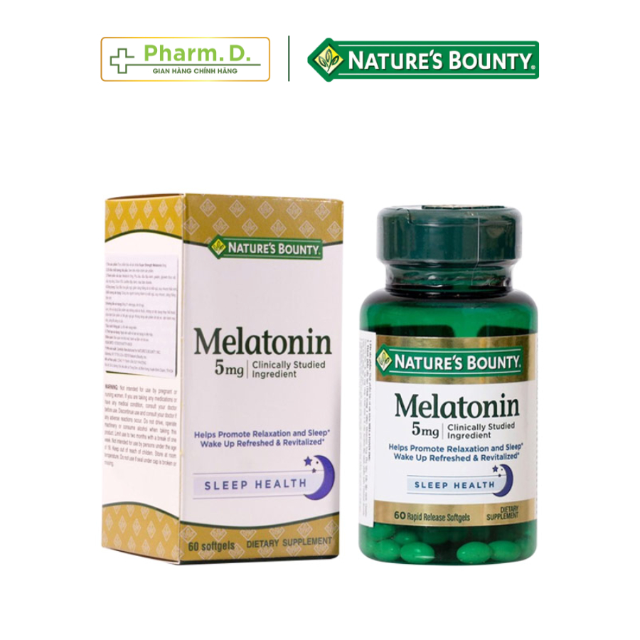 Viên uống hỗ trợ đều hòa giấc ngủ, giảm stress NATURE'S BOUNTY Melatonin 5mg (60 Viên)