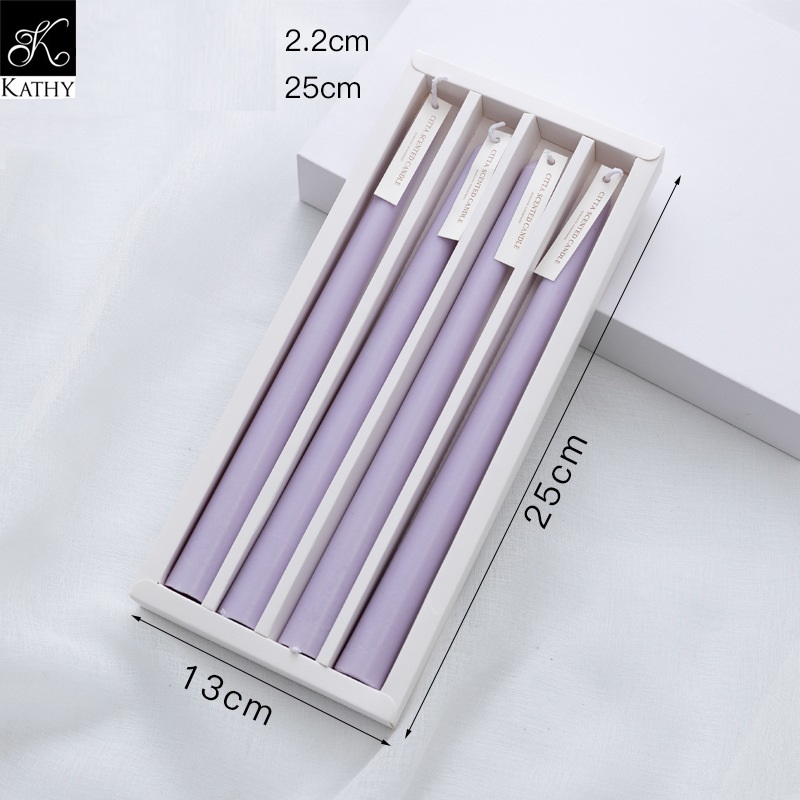 Set nến hộp cao cấp 4 cây màu tím nhạt phong cách cổ điển CANDLE 6582TN