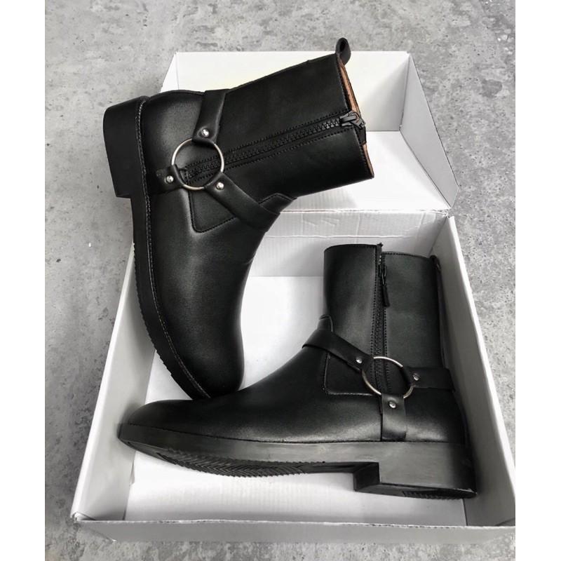 Laurent Boots da trơn, bốt cao cổ kéo khoá