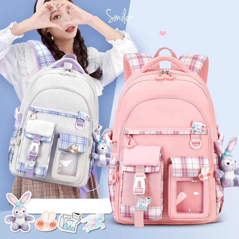 Balo caro nữ đi học màu sắc pastel thời trang ulzzang Hàn Quốc đáng yêu dễ thương CR3003