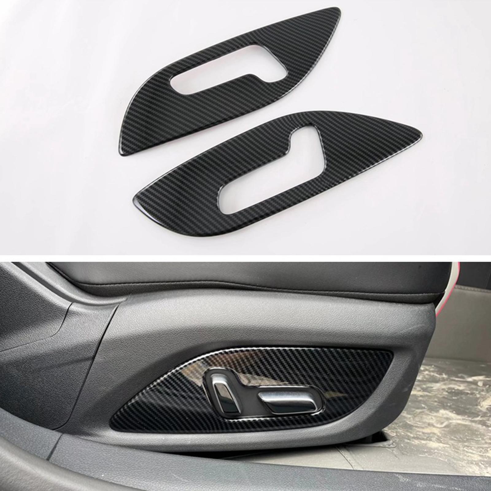 Carbon Fiber seat Adjustment Handle Button Panel Frame Stickers Decal Trims Cover for 05 Car Accessories Easy Installation