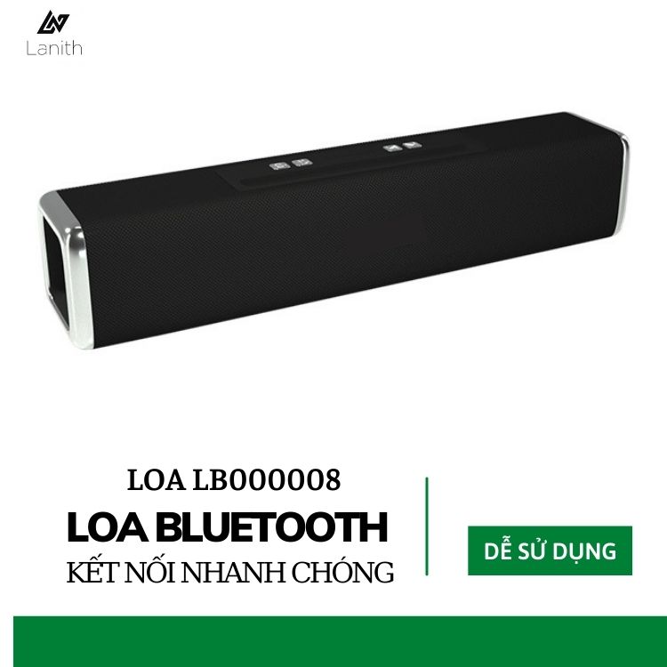 Loa Bluetooth LANITH L8 - Loa Phát Không Dây Cầm Tay - Loa To, Âm Thanh Cực Đã, Bass Siêu Trầm - Cổng Kết Nối Siêu Tiện Ích - Có Khe Đỡ Điện Thoại - Tặng Kèm Cáp Sạc 3 Đầu - Hàng Nhập Khẩu - LB000008-CAP000001